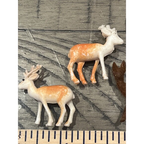 Vtg Deer Buck Reindeer Family Decor Doe  Baby Fawn Flocked Decor MCM Christmas - Picture 4 of 5